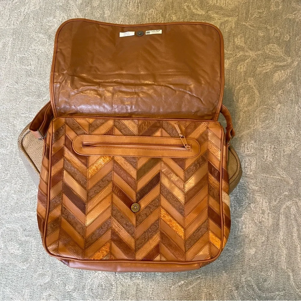 Vintage Magnum Genuine Leather Suede Patchwork Messenger Bag